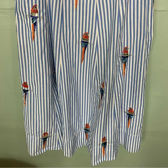 Anthropologie Maeve Tie Back A Line Maxi Dress Striped Blue Beaded Birds 24W - Picture 4 of 16